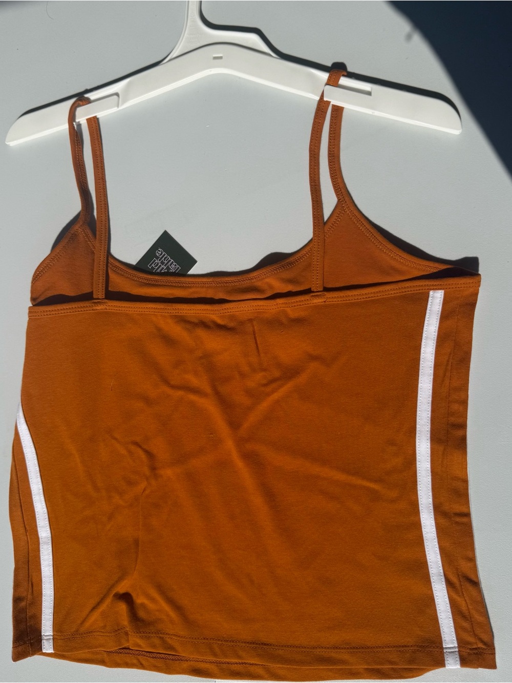 wild fable Rust Orange ‘American Football’ Crop Tank with White Side Stripes - Picture 3 of 6